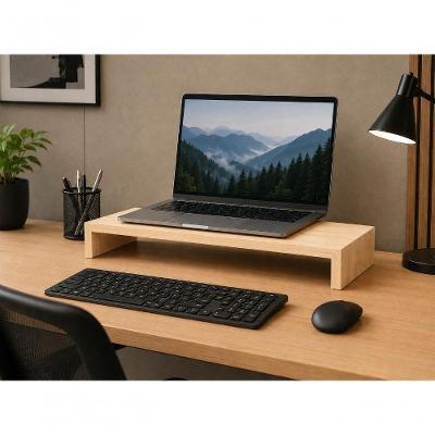 Suporte para Monitor Mdf Mesa de Escritório 70CM X 20CM Macadâmia F5 Office