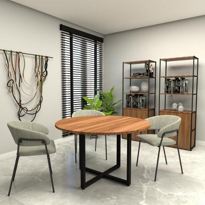 Mesa Reunião Industrial Nog 120CM Nogal com Preto F5 Office