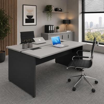 Plataforma de Trabalho Pé Painel Cs C Pre 150CM 120CM Cinza Sagrado com Preto MDP F5 Office
