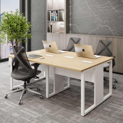 Plataforma de Trabalho 4 Lugares Pé Metal 180CM X 120CM Macadâmia com Branco F5