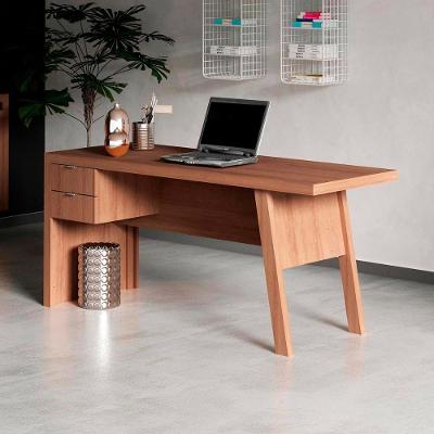 Mesa para Estudo e Escritório Escrivaninha com 2 Gavetas Multiuso 163CM Amêndoa Tecno
