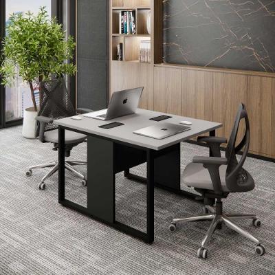 Plataforma de Trabalho para Escritório para 2 Lugares 90CM X 120CM Cinza Sagrado com Preto F5 Office