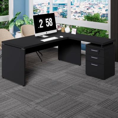 Mesa para Escritório em l Mesa Escritório Gaveteiro 3 Gavetas 170CM Preto F5 Office