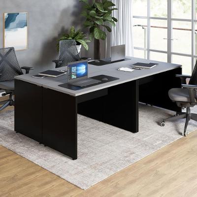 Mesa para Escritório 4 Lugares 220CM Cinza Sagrado com Preto F5 Office