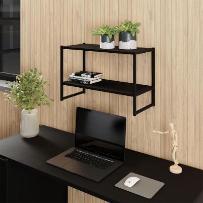 Nicho de Parede para Escritório 2 Prateleiras 2 Nichos MDF MDP Preto F5 Office