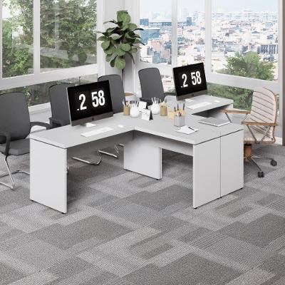 Mesa em l Escritório 2 Lugares 300CM X 150CM Pés Painel Cinza F5 Office