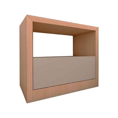 Mesa de Cabeceira 67cm Gaveta e Nicho CMT 100% MDF Contemporâneo Carvalho Malva com Titânio