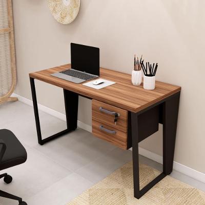 Mesa Escrivaninha Industrial com Gaveteiro Suspenso 2 Gavetas MDF MDP 120CM Nogal com Preto F5