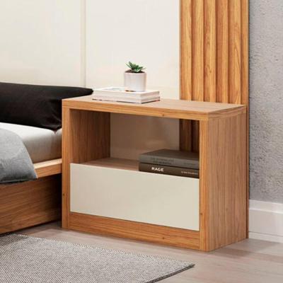Mesa de Cabeceira 1 Gaveta MDF Freijó Off White Dalla Costa Móveis