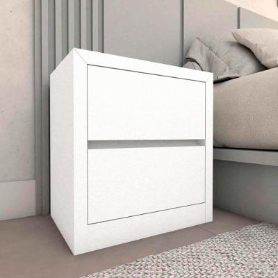 Mesa de Cabeceira 2 Gavetas 100% MDF Branca 54CM Casa Lar Shop