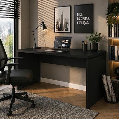 Escrivaninha Office Moderno sem Gavetas MDP 150CM Preto F5 Office