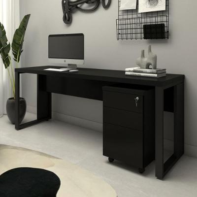 Escrivaninha Industrial com Gaveteiro 3 Gavetas 170CM Preto F5 Office