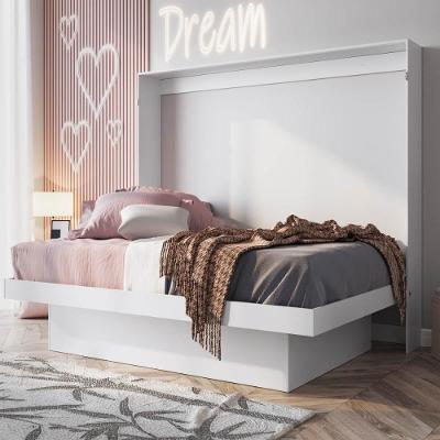 Cama Casal Articulada Horizontal com Nichos Estrutura MDP Branco