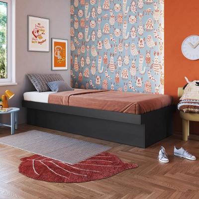 Cama Box Solteiro Flutuante com Baú para Quarto Compatível com Colchão de 78CM X 188CM Grafite