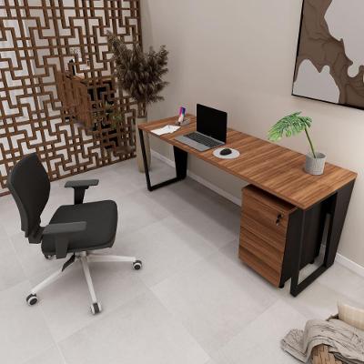 Escrivaninha com Gaveteiro Industrial 3 Gavetas MDF MDP 180CM Nogal com Preto F5 Office