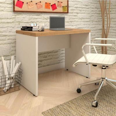 Mesa para Estudos e Escritório Escrivaninha Alto Padrão sem Gavetas 90CM Macadâmia com Branco F5