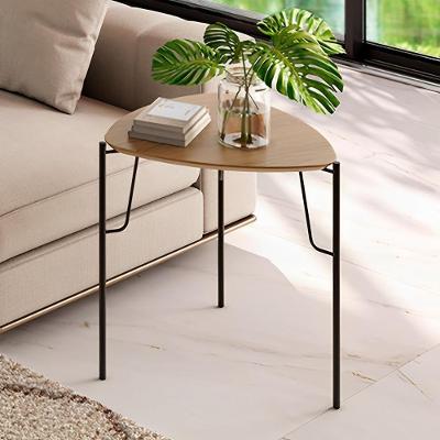 Mesa Lateral de Apoio Bend Triangular MDF Metal Louro com Preto Casa Lar Shop
