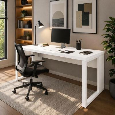 Mesa Escrivaninha para Escritório com Pés Metal 150CM Branco F5 Office