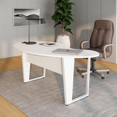 Mesa para Escritório Mesa Linear Orgânica Contemporâneo sem Gavetas 175CM Branco F5 Office