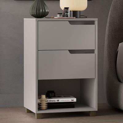 Mesa de Cabeceira Mesa de Cabeceira 45cm X 69cm 2 Gavetas MDF Cinza