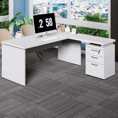 Mesa para Escritório em l com Gaveteiro F5 Moderno 3 Gavetas 170CM Cinza F5 Office
