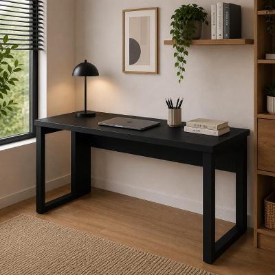 Mesa Escrivaninha Industrial 190CM Pés Metal MDP Preto F5 Office