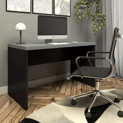 Mesa para Escritório Estudos Alto Padrão 120CM Cinza Sagrado com Preto F5 Office