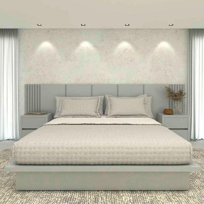 Cama Box King Cama King 2,01m Cabeceira 3,50m e 2 Mesas em Mdf Prata Casa Lar Shop