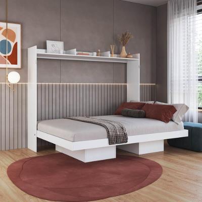 Cama Articulada Horizontal Casal com Prateleira e 4 Nichos Branco