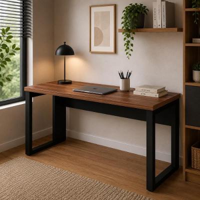 Escrivaninha Industrial 190CM MDP Nogal com Preto F5 Office