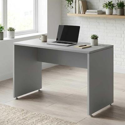 Mesa Escrivaninha Retangular Escritório Pé Painel Passa Cabos F5 Office 120CM Cinza