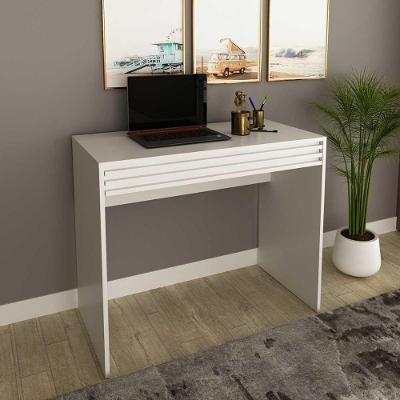 Mesa Escrivaninha para Escritório 1 Gaveta MDP 90CM Branco Tecno Mobili