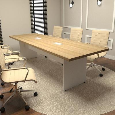 Mesa de Reunião Mac Moderno MDP 270CM Macadâmia Branco 8 Pessoas F5 Office