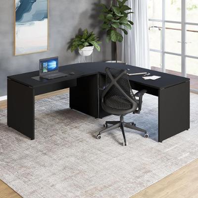 Mesa para Escritório em l Mesa l 190CM X 70CM Pés Painel Moderno sem Gavetas Preto F5 Office