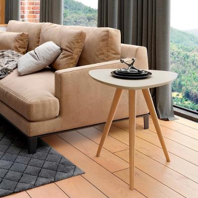 Mesa Lateral Unique Redondo MDF Madeira 52,5CM Louro Casa Lar Shop