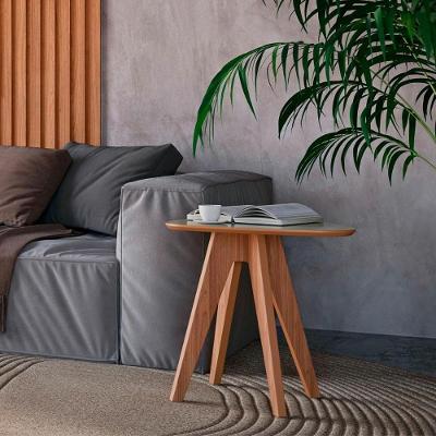 Mesa de Apoio para Sofá Mdf Orgânica Off White com Freijó Dalla Costa Móveis