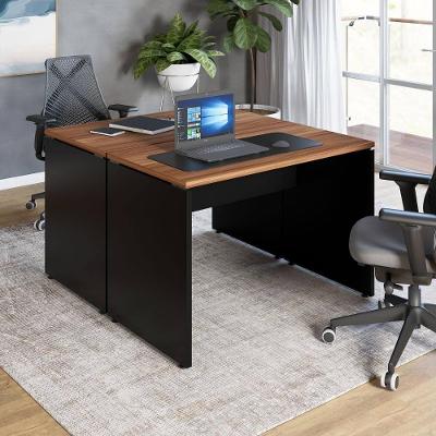 Mesa para Escritório 2 Lugares 110CM X 140CM Nogal com Preto F5 Office