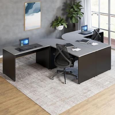 Espaço de Trabalho em l para 2 Pessoas 120CM MDP Cinza Sagrado com Preto F5 Office