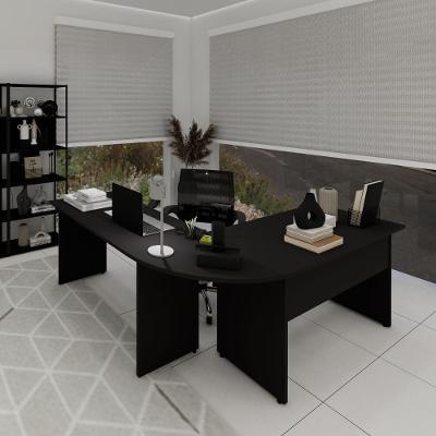 Mesa para Escritório em l Mesa l Diretor Moderno sem Gavetas 180CM Preto F5 Office