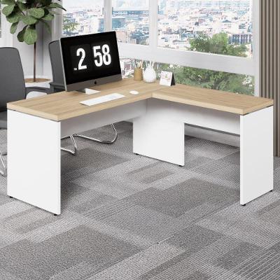 Escrivaninha em l Escritório 150CM Pés Painel Macadâmia com Branco F5 Office