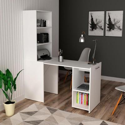 Escrivaninha Dobrável com Estante Multiuso ME4171 5 Prateleiras Branco Tecno Mobili
