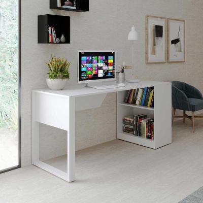 Escrivaninha com Estante Lateral Escrivaninha 160CM X 60CM MDF-MDP Branco Tecno Mobili