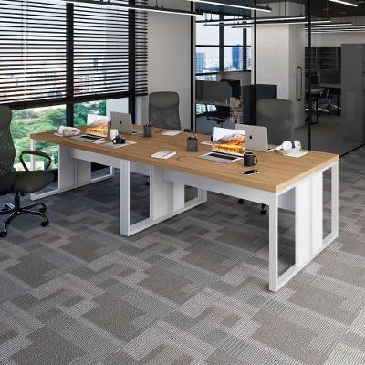 Plataforma de Trabalho para 4 Pessoas 300CM Macadâmia com Branco F5 Office