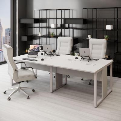 Plataforma de Trabalho 4 Lugares 240CM Cinza Pés Metal F5 Office
