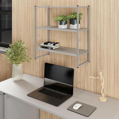 Nicho de Parede Industrial 3 Prateleiras MDF-MDP Cinza 63CM F5 Office