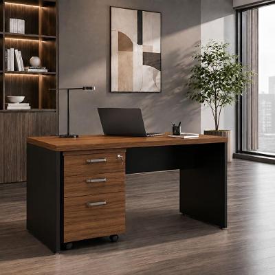 Mesa para Escritório com Gaveteiro 3 Gavetas 150CM Nogal com Preto F5 Office