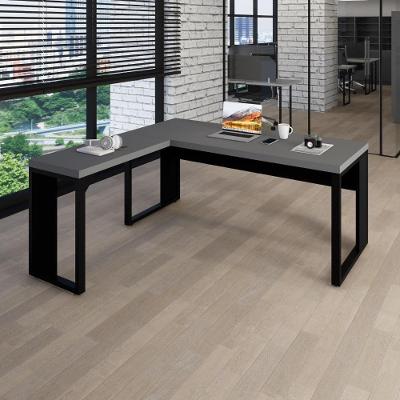 Mesa em l para Escritório Mesa l Industrial MDP 150CM Cinza Sagrado com Preto