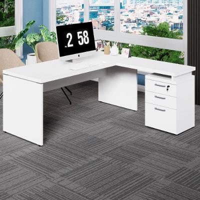 Mesa para Escritório em l Pé Painel 3 Gavetas 170CM Branco F5 Office