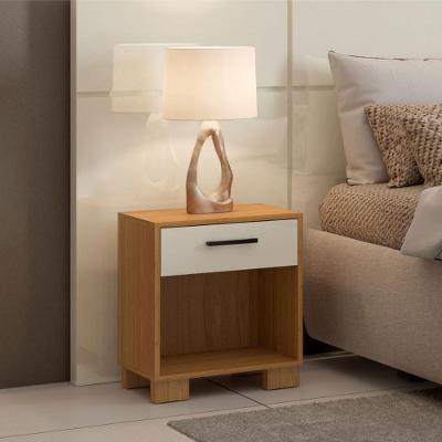 Mesa de Cabeceira 1 Gaveta MDF Freijó Off White 45CM Dalla Costa Móveis