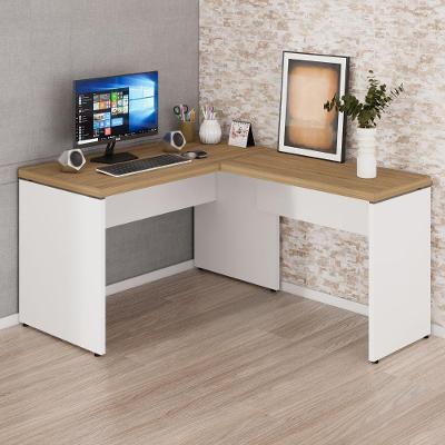 Mesa em l Escrivaninha para Escritório Espaço de Trabalho em l Macadâmia com Branco F5 Office